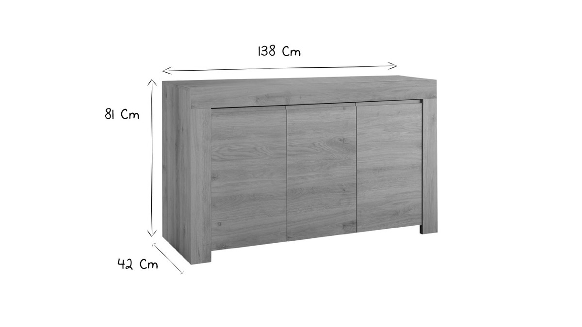 Aparador moderno acabado roble L138 cm TINO