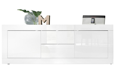 Aparador moderno blanco lacado brillante con cajones L210 cm LATTE