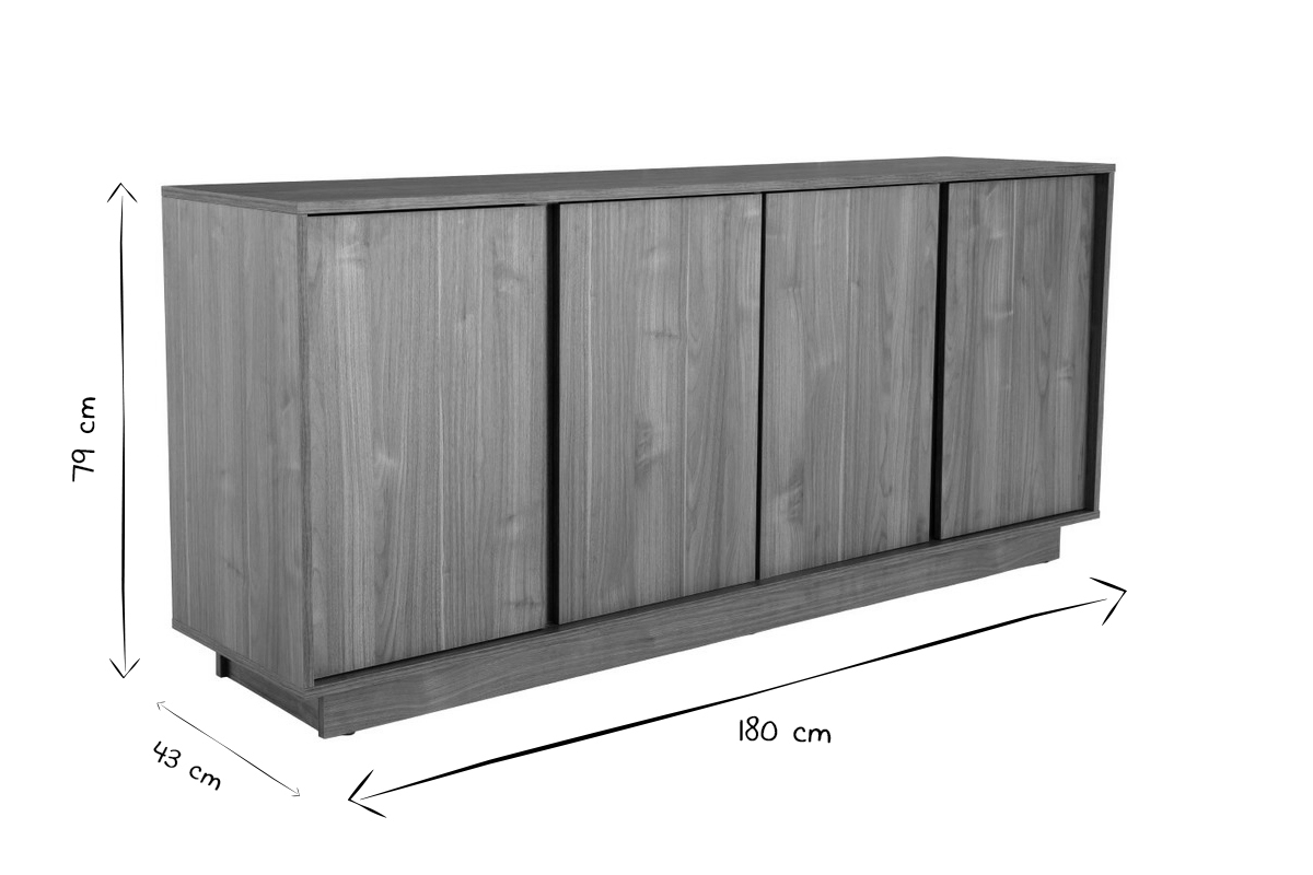 Aparador moderno chapado nogal L180 cm COMO