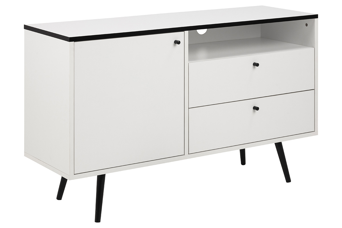 Aparador moderno negro y blanco mate L124 cm MIKKA