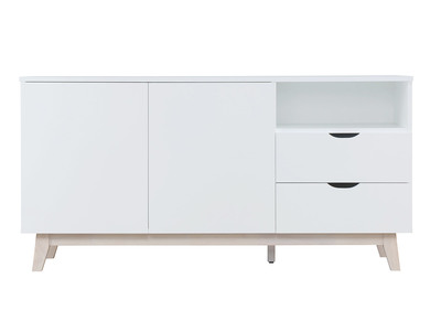 Aparador n&oacute;rdico blanco y madera clara LEENA