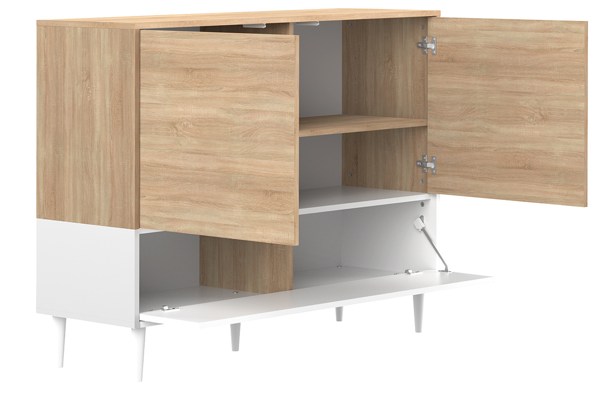 Aparador nrdico blanco y madera STRIPE