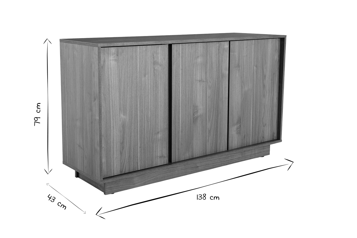 Aparador nrdico de 3 puertas con acabado en roble 138 cm COMO