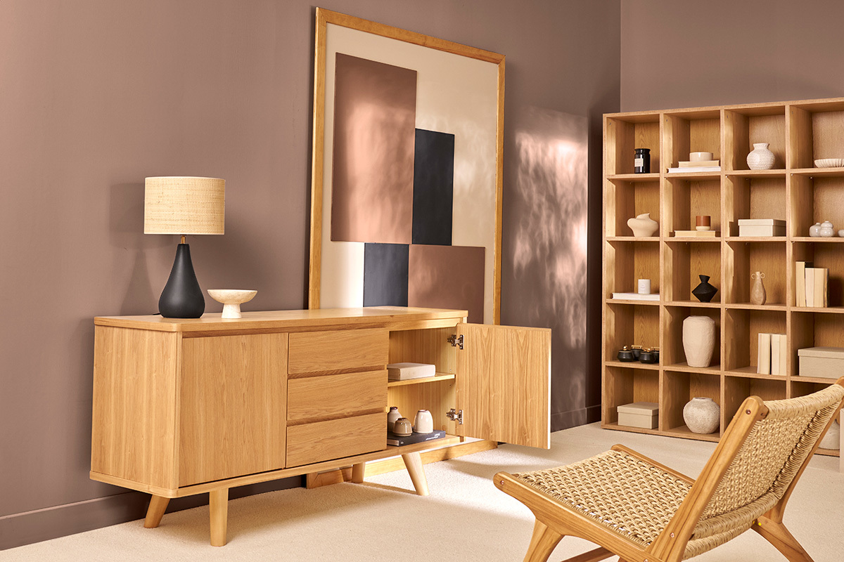 Aparador nrdico de fresno con puertas y cajones 160cm FIFTIES