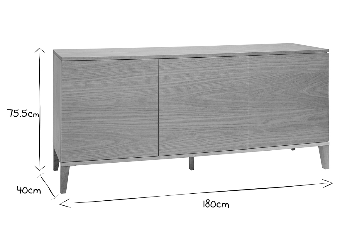 Aparador nrdico de madera clara 180 cm FREDDY