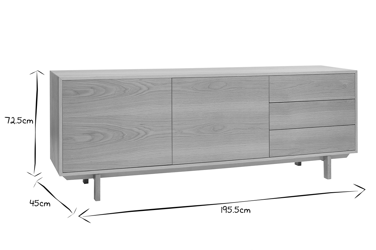 Aparador nrdico de madera clara 195cm SID