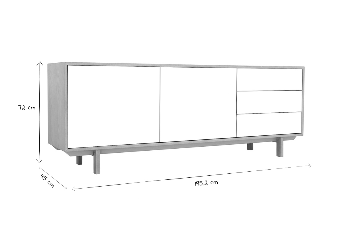 Aparador nrdico madera y blanco 195cm SID