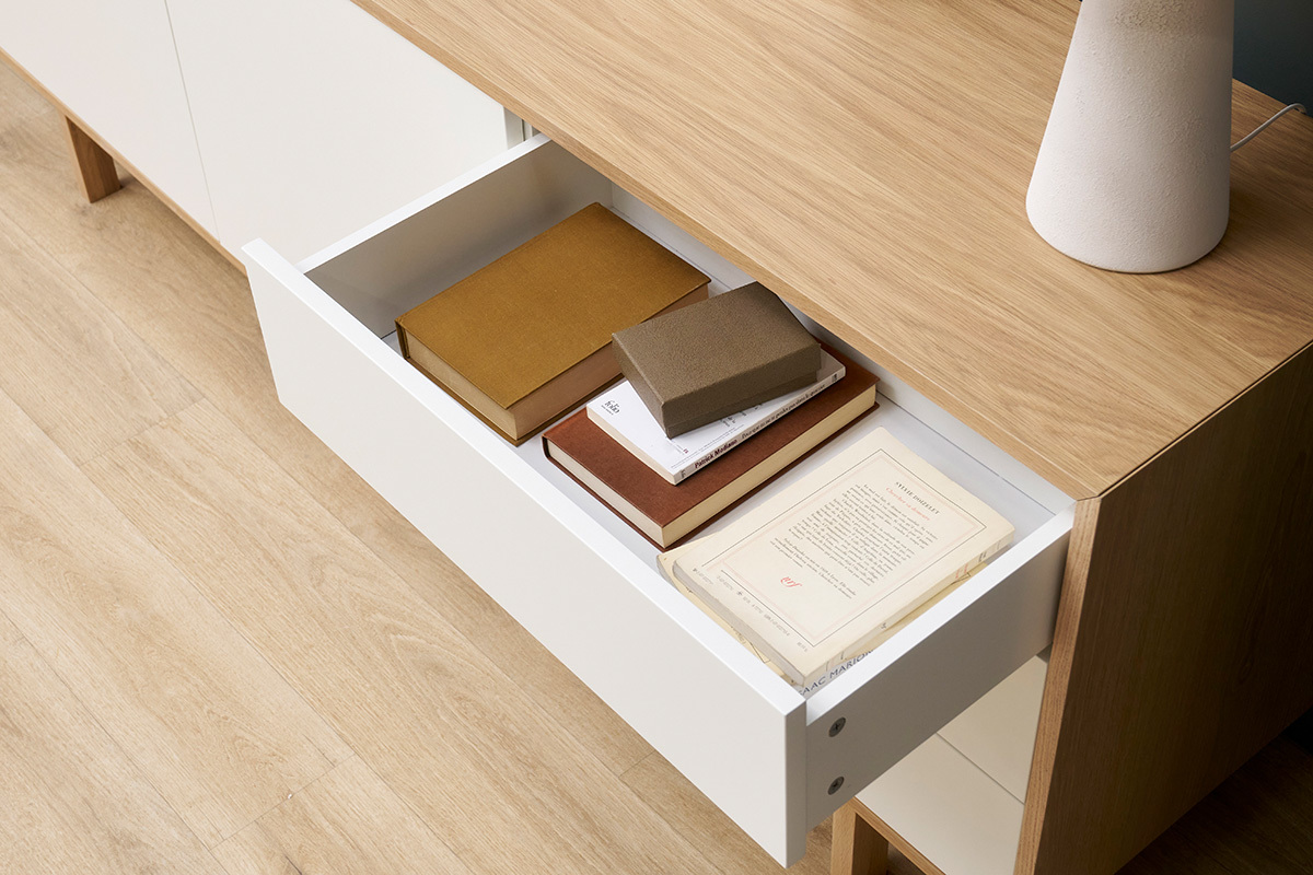 Aparador nrdico madera y blanco 195cm SID