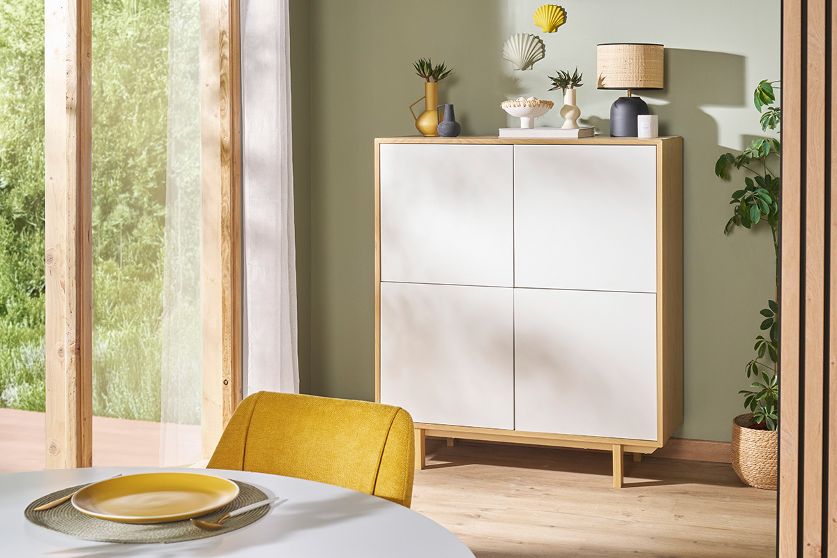 Aparador nrdico madera y blanco A125cm SID
