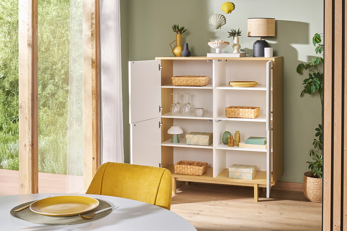Aparador nrdico madera y blanco A125cm SID