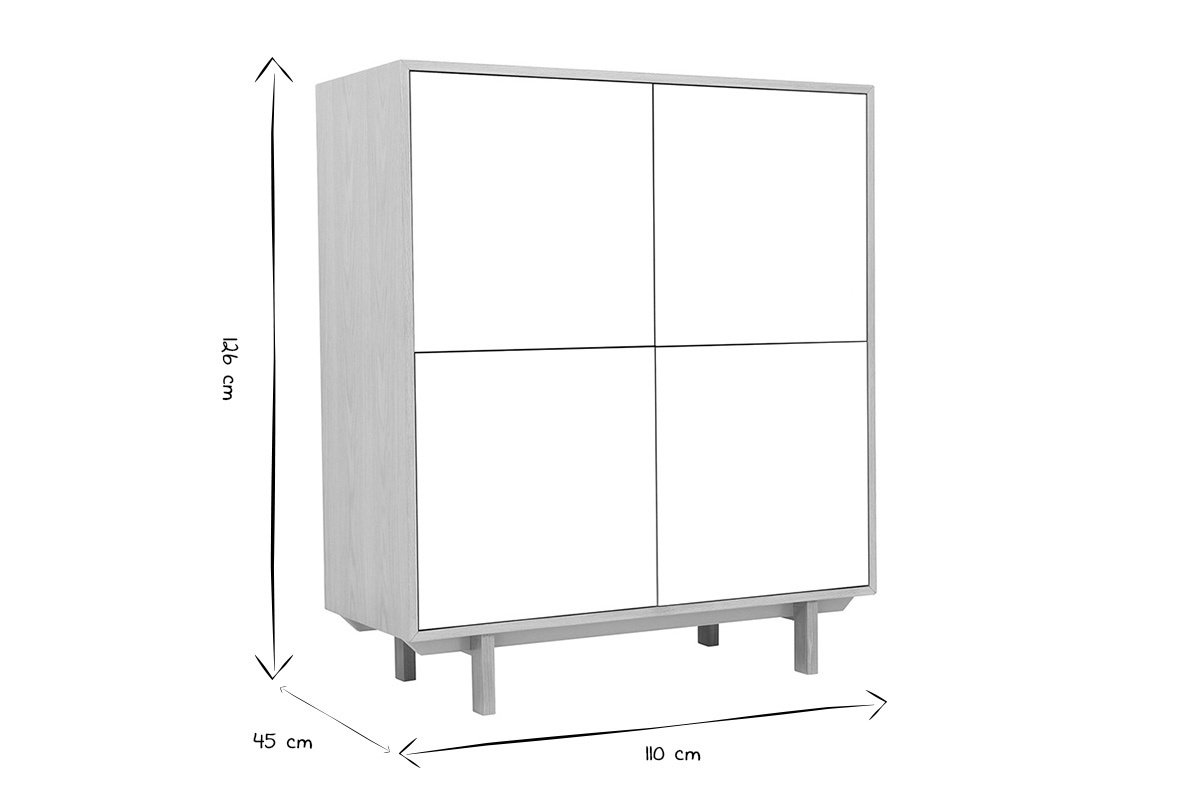 Aparador nrdico madera y blanco A125cm SID