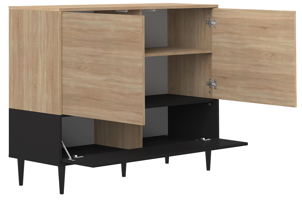 Aparador nrdico negro y madera STRIPE