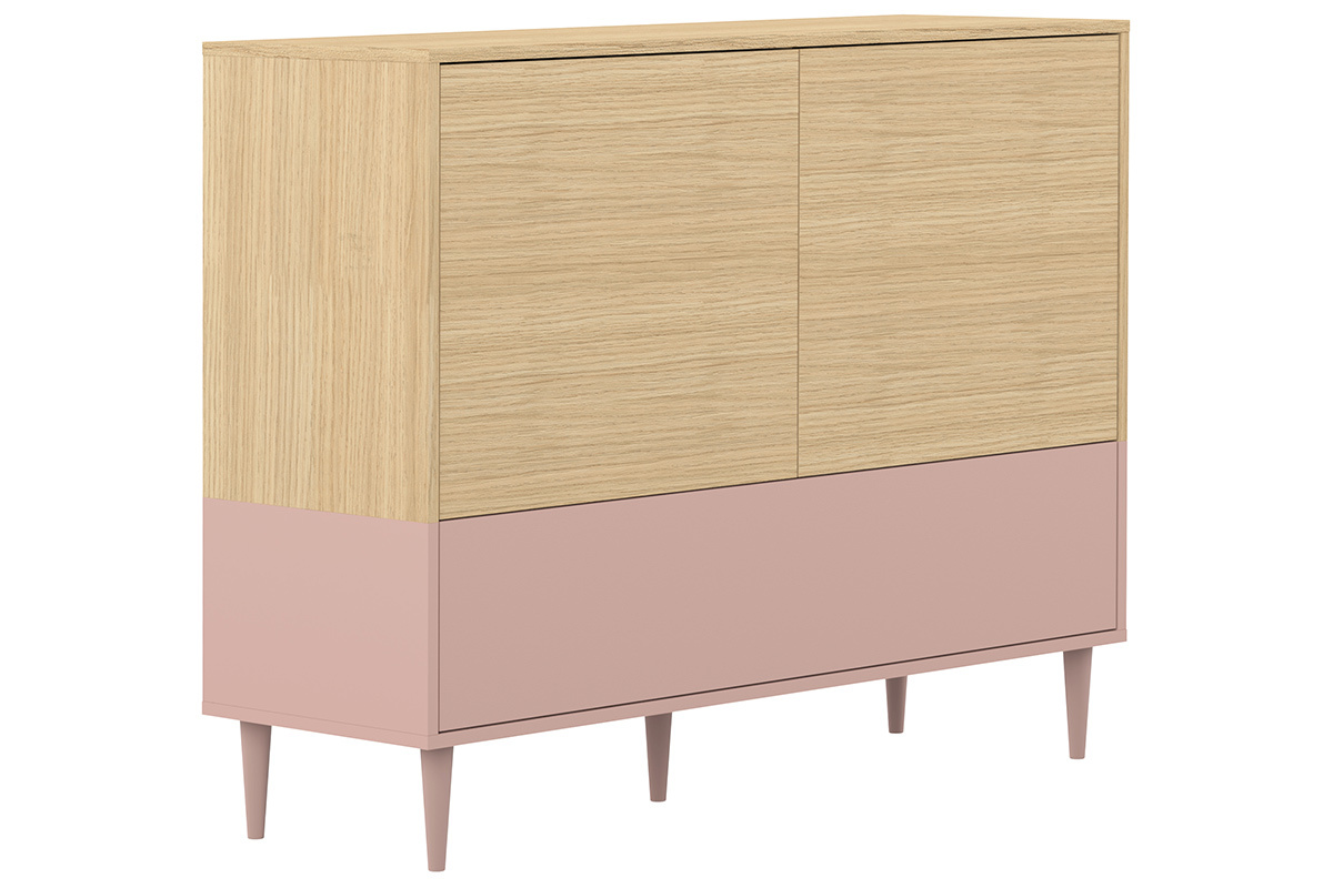 Aparador nrdico rosa y madera STRIPE