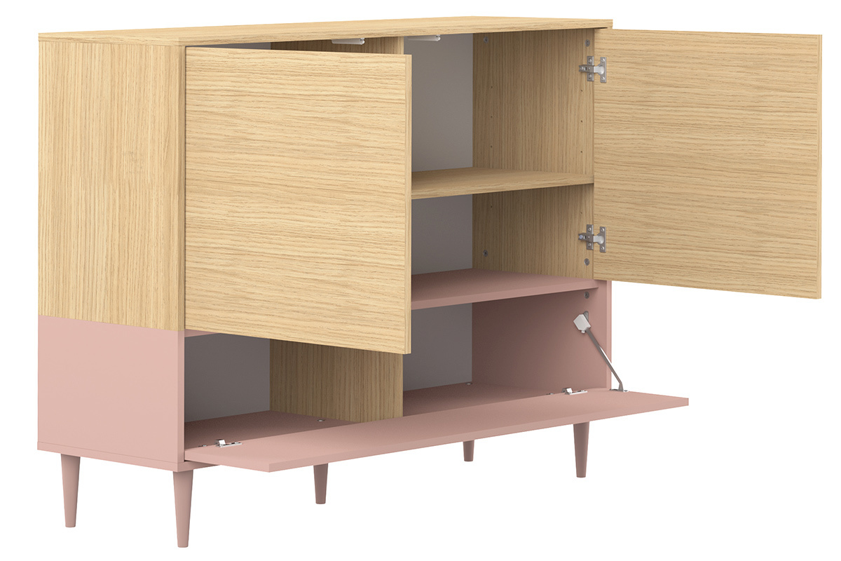 Aparador nrdico rosa y madera STRIPE