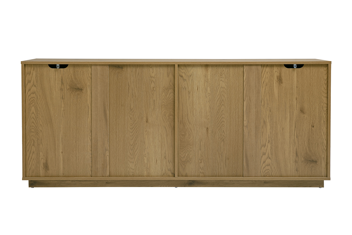 Buffet vintage de madera de roble, 4 puertas, vista trasera, L180 cm, dise�o limpio y c�lido.