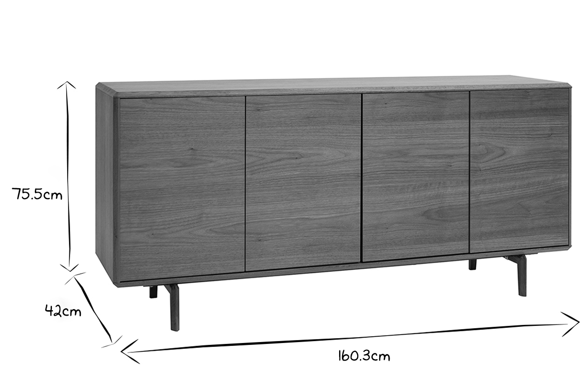 Aparador vintage con 4 puertas de madera oscura 160cm SUVA