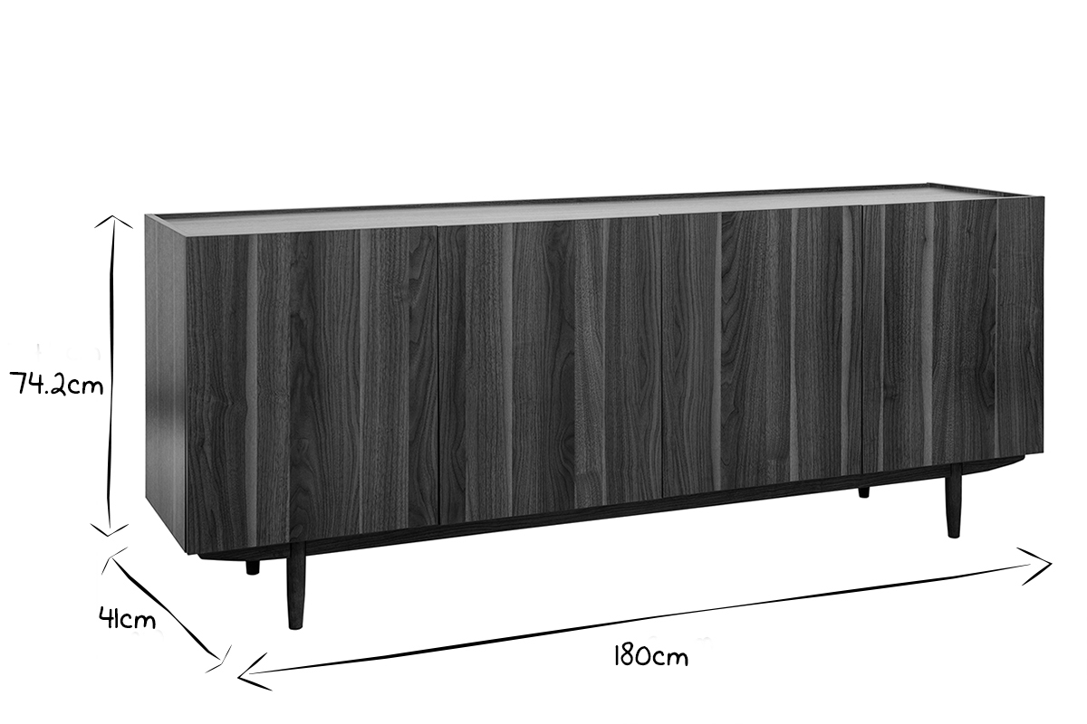 Aparador vintage con 4puertas de madera oscura 180cm SANAA