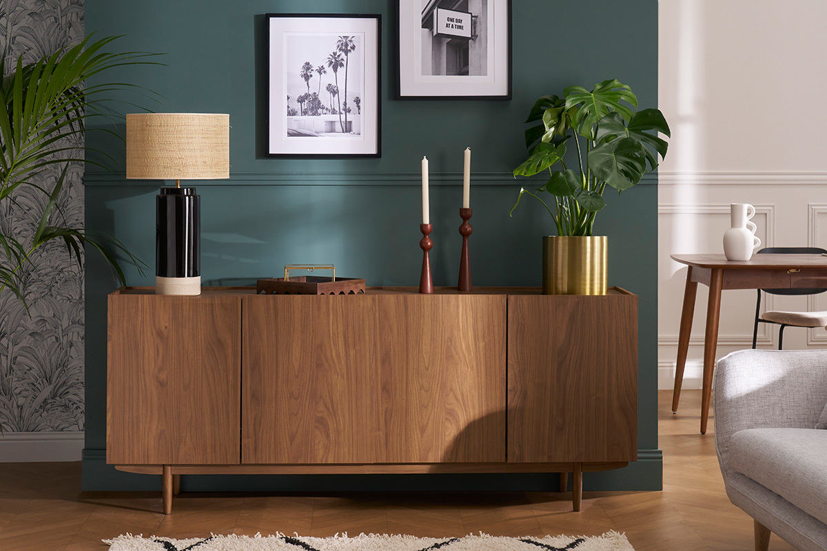 Aparador vintage con 4puertas de madera oscura 180cm SANAA