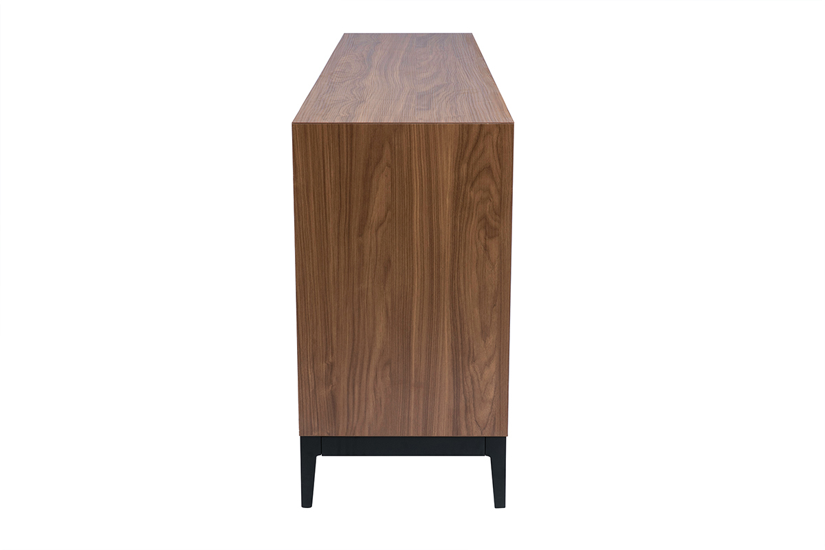 Aparador vintage con acabado de madera de nogal oscuro y metal negro con almacenaje 180 cm SARTO