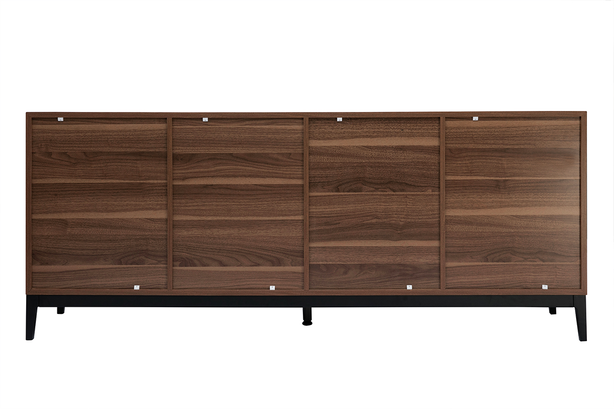 Aparador vintage con acabado de madera de nogal oscuro y metal negro con almacenaje 180 cm SARTO