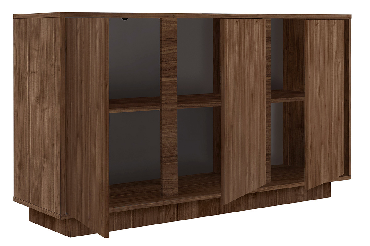 Aparador vintage de 3 puertas con acabado de nogal 138 cm COMO