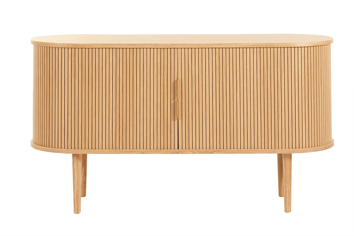Aparador vintage de madera clara de roble con 2 puertas correderas 138 cm EPIC