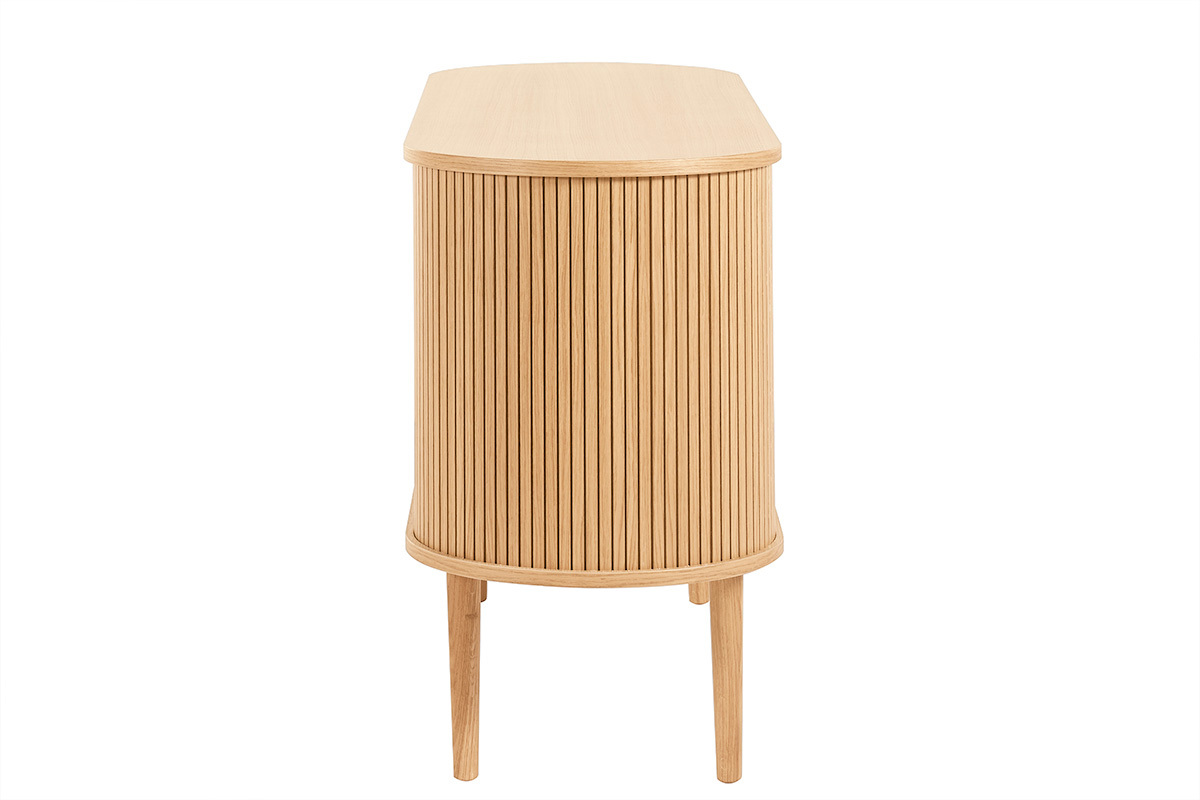 Aparador vintage de madera clara de roble con 2 puertas correderas 138 cm EPIC