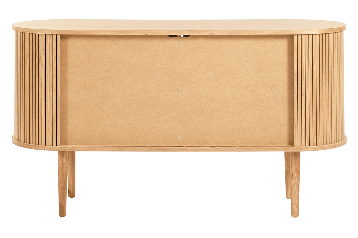 Aparador vintage de madera clara de roble con 2 puertas correderas 138 cm EPIC