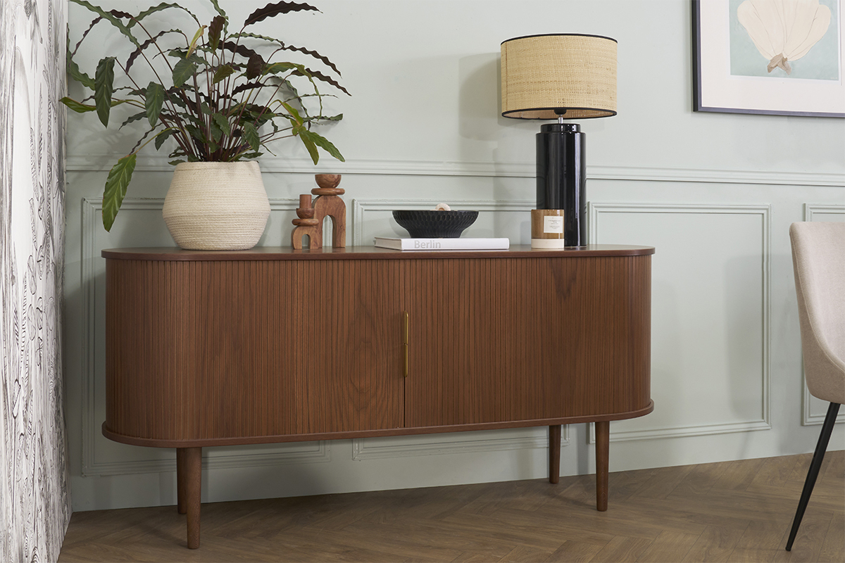 Aparador vintage de madera oscura con 2 puertas correderas 160 cm EPIC
