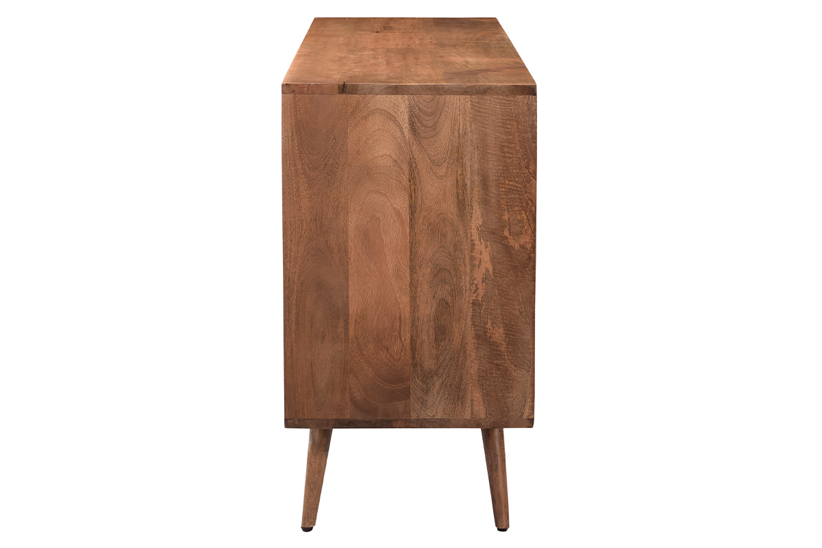 Aparador vintage en madera de mango maciza con puertas talladas diamantadas 140 cm HIRA