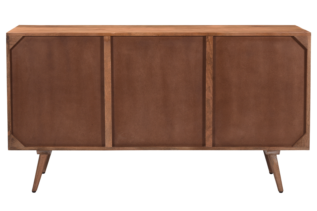Aparador vintage en madera de mango maciza con puertas talladas diamantadas 140 cm HIRA