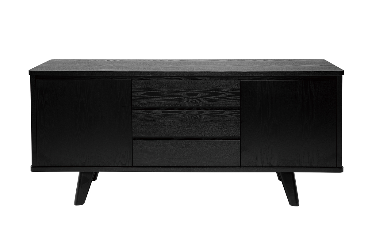 Aparador vintage negro con puertas y cajones 160�cm FIFTIES