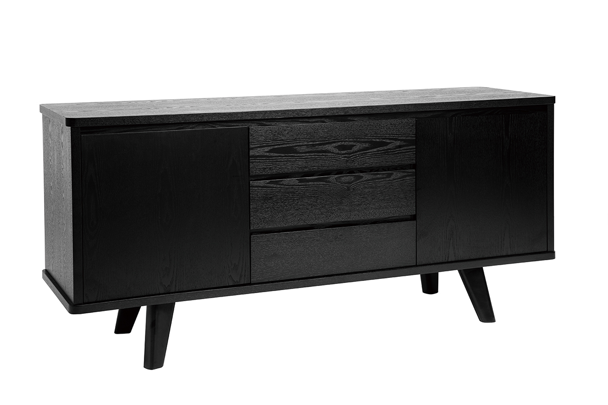 Aparador vintage negro con puertas y cajones 160�cm FIFTIES