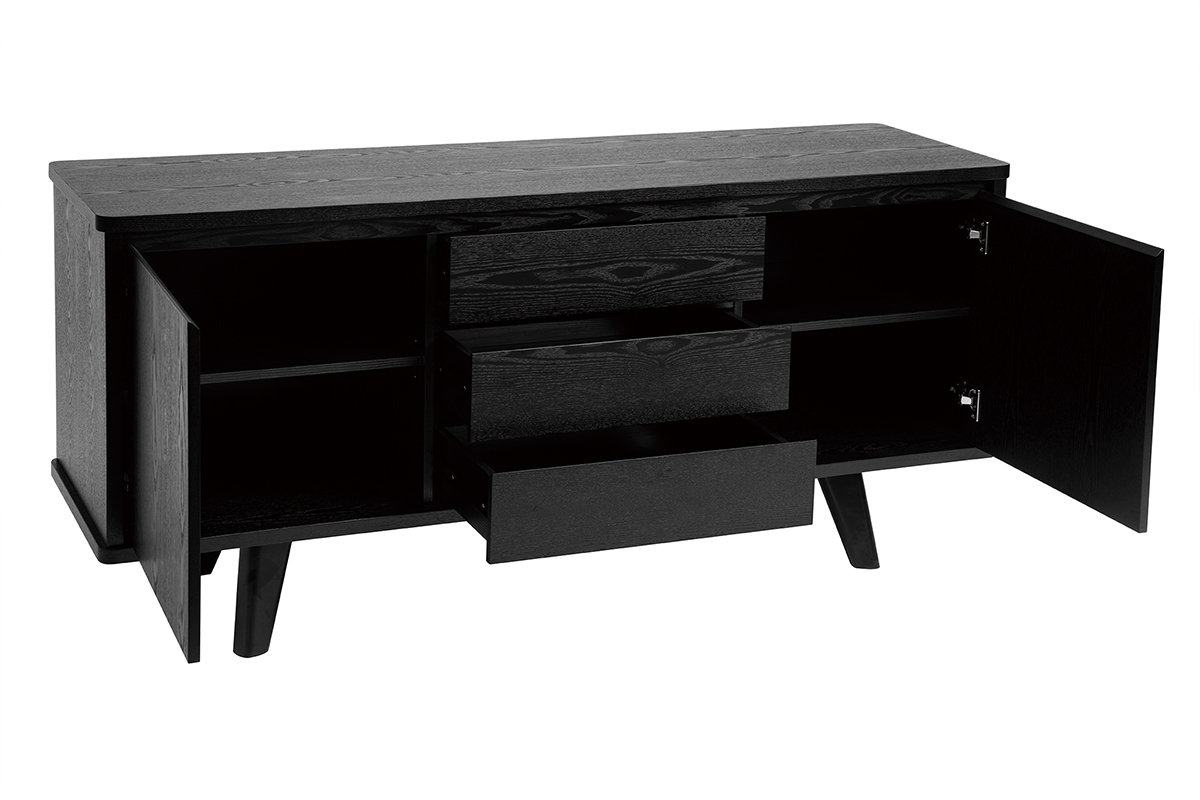 Aparador vintage negro con puertas y cajones 160�cm FIFTIES