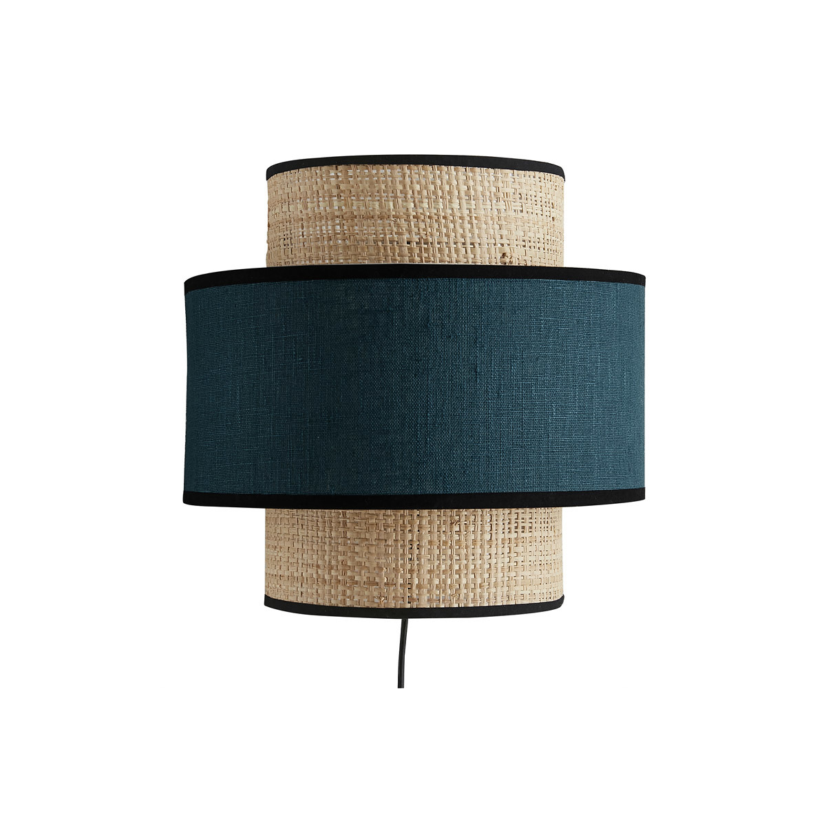 Aplique de doble material rafia y lino azul petróleo de 24 cm LITCHI