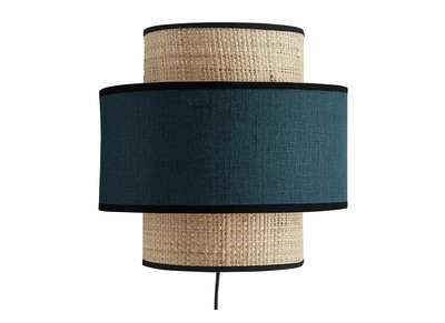 Aplique de doble material rafia y lino azul petróleo de 24 cm LITCHI