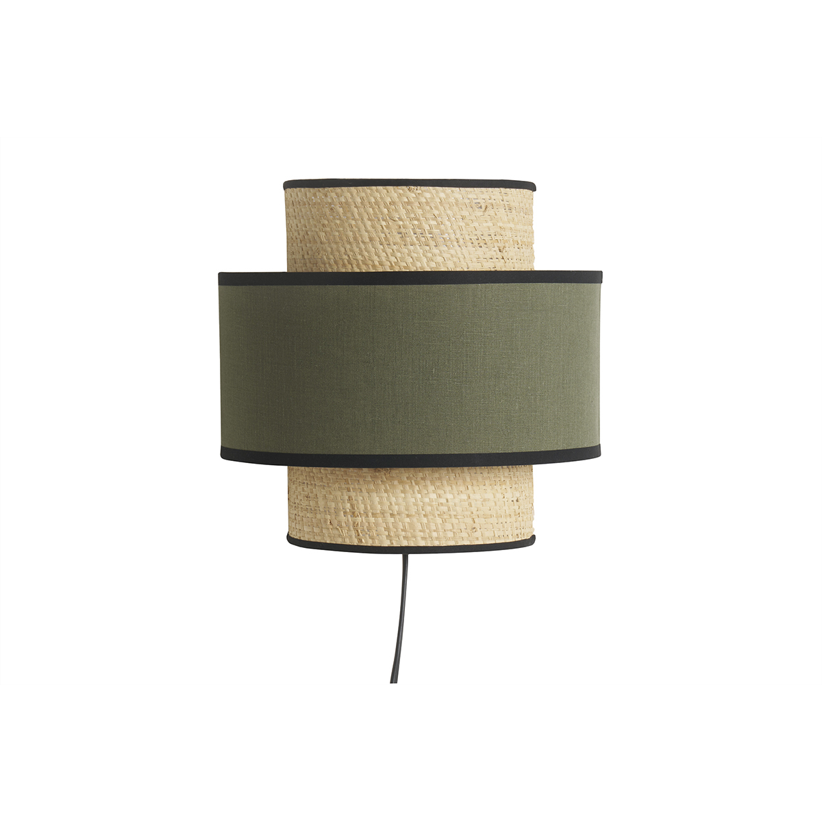Aplique de doble material rafia y lino verde caqui de 24 cm LITCHI