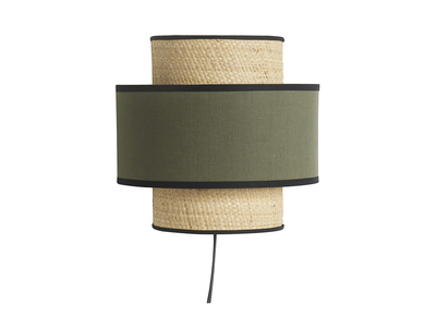 Aplique de doble material rafia y lino verde caqui de 24 cm LITCHI