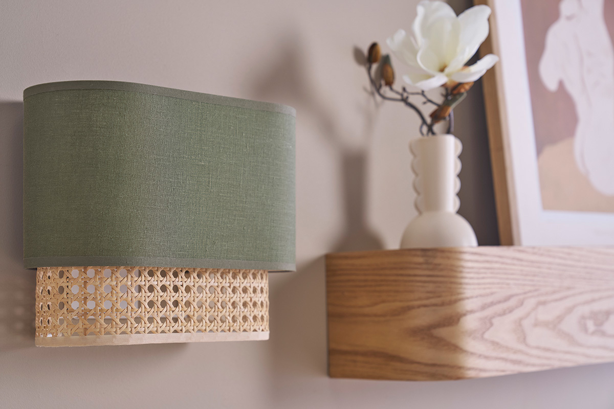 Aplique de lino verde caqui y ratn natural 20 cm TIWY