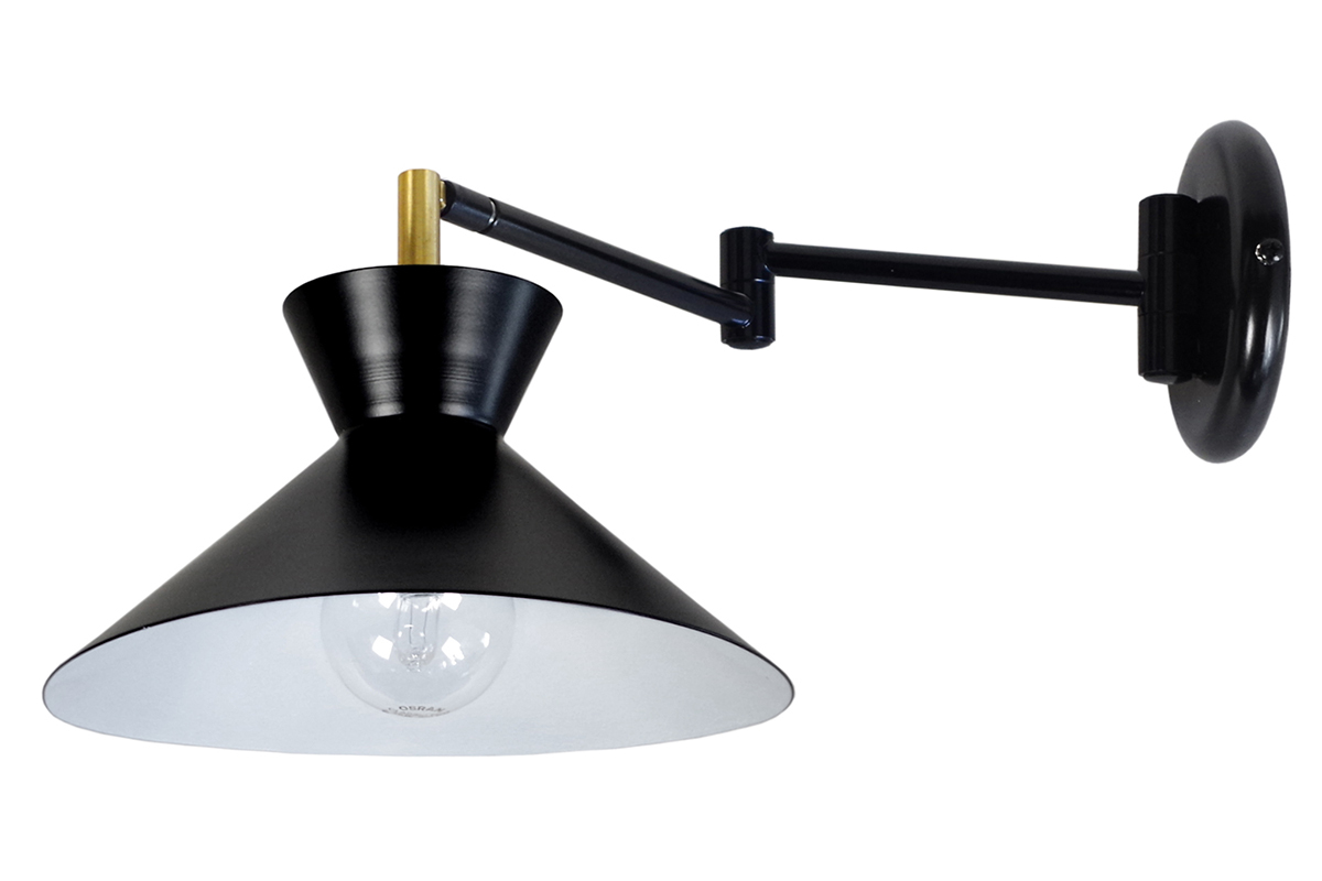 Aplique de pared articulado diseo negro LEEDS