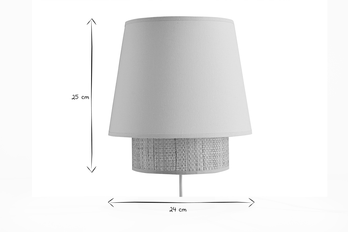 Aplique de pared de diseo en algodn rosa y rafia natural 25 cm JUME