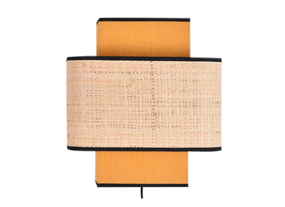 Aplique de pared de lino amarillo mostaza y rafia TERA