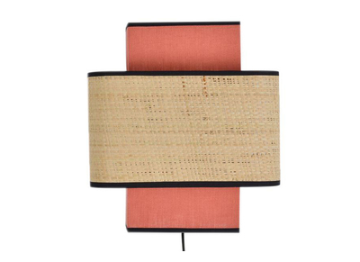 Aplique de pared de lino rojo ladrillo y rafia TERA - Aplique de pared de lino rojo ladrillo y rafia TERA