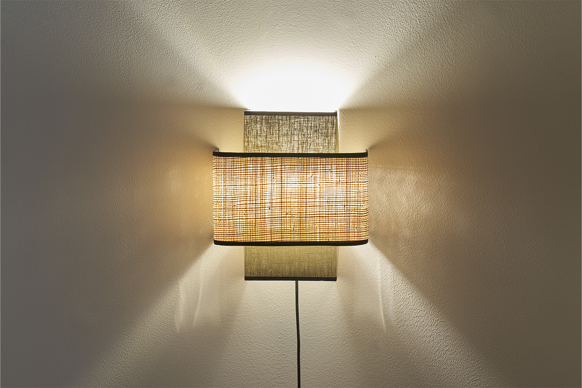 Aplique de pared de lino verde caqui y rafia natural 28 cm TERA