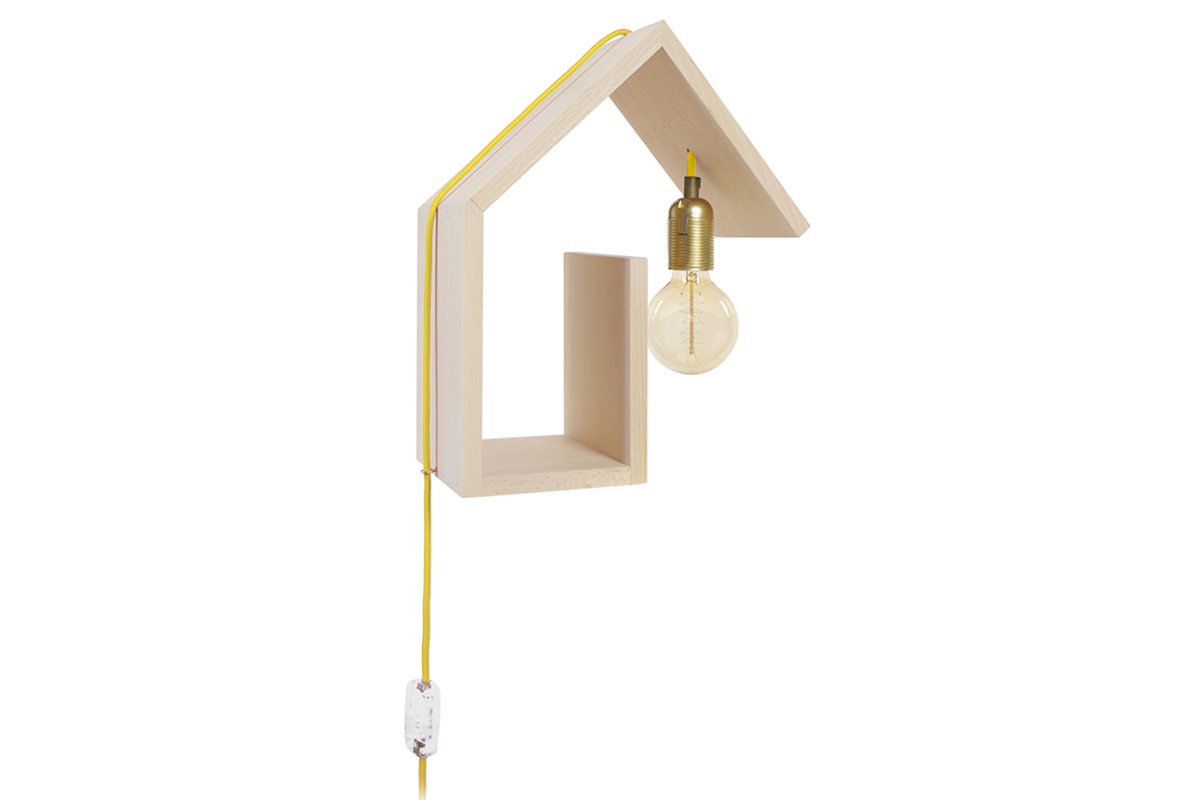 Aplique de pared diseo fijacin derecha cable amarillo HUT