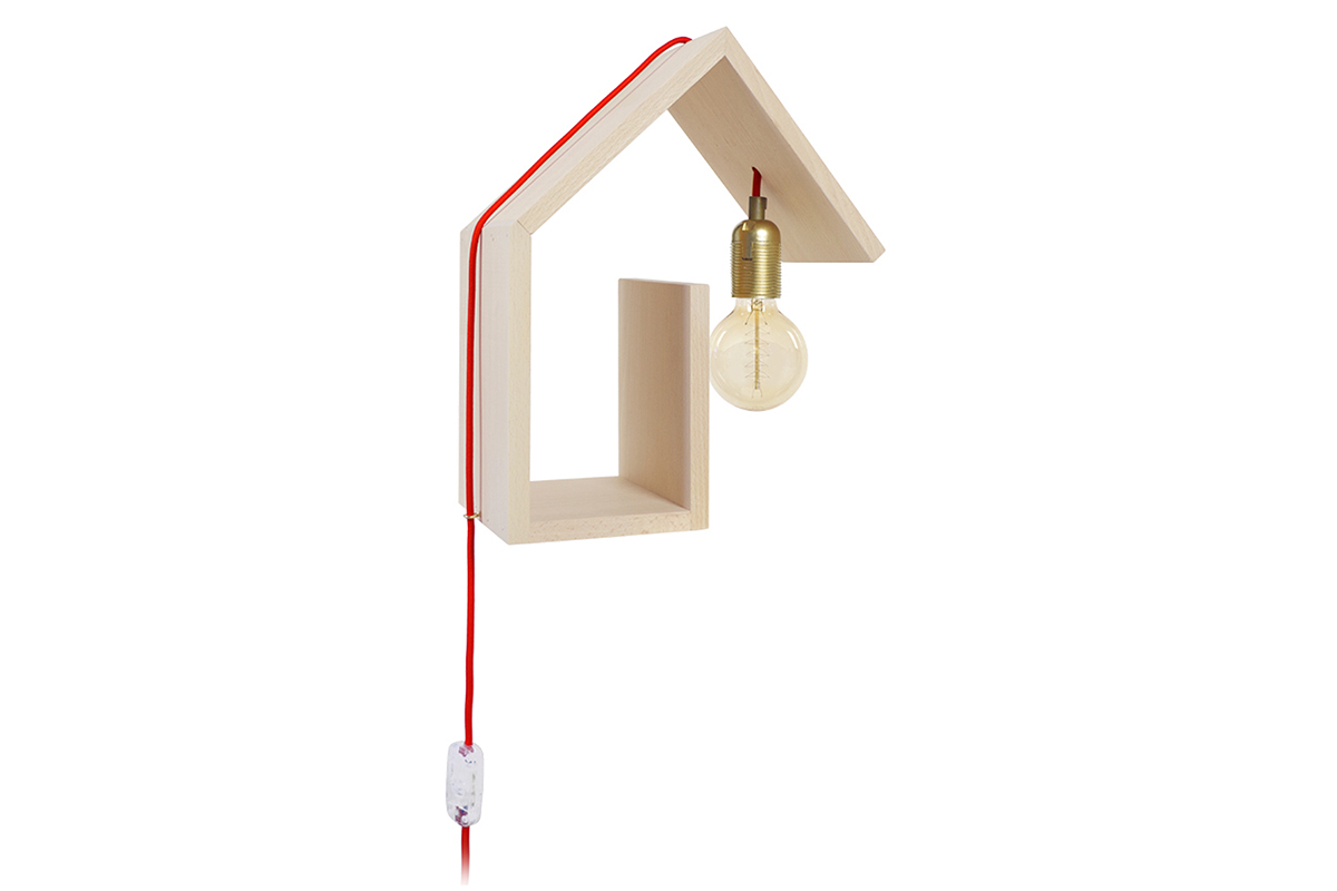 Aplique de pared diseo fijacin derecha cable rojo HUT