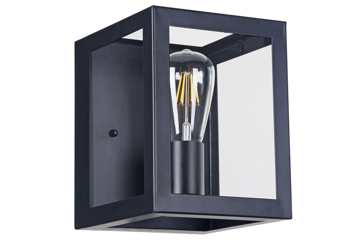 Aplique de pared industrial en metal negro y cristal GALERIA