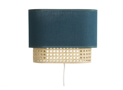 Aplique de tela azul petróleo y ratán natural 20 cm TIWY