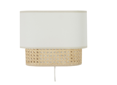 Aplique de tela blanca y ratán natural 20 cm TIWY
