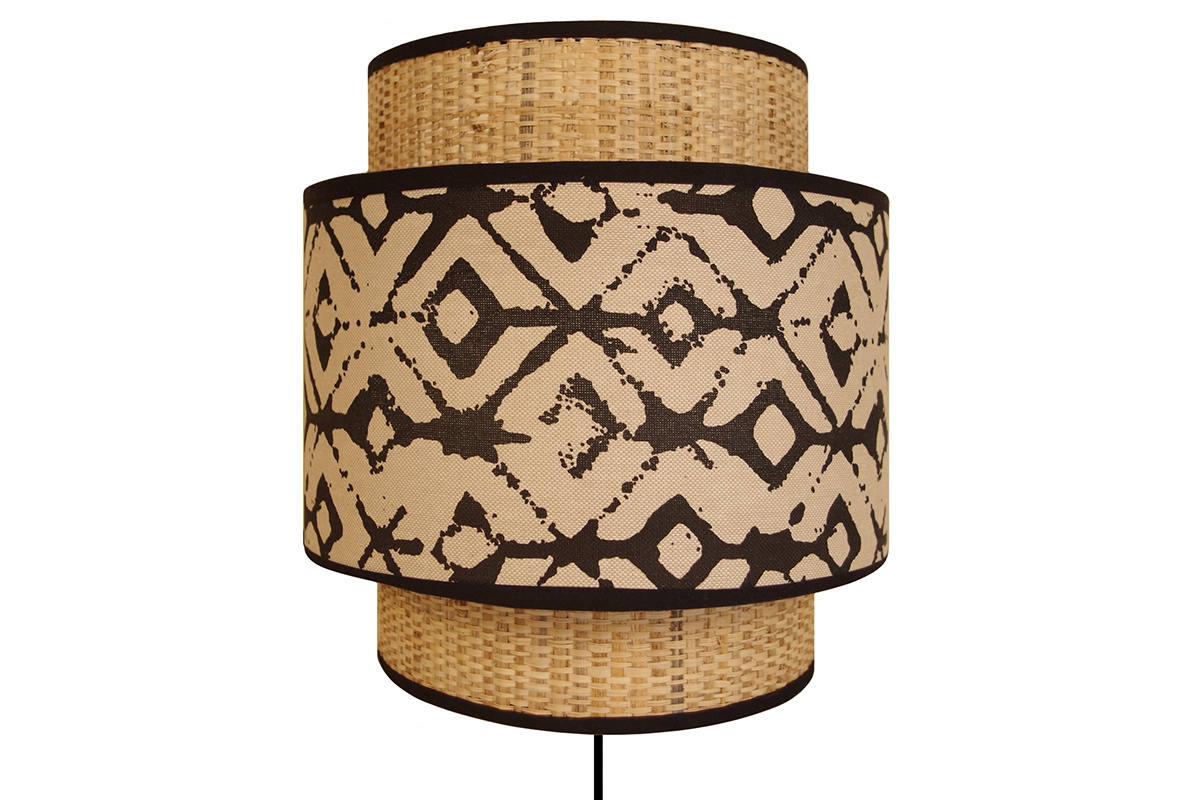 Aplique de tela y yute estampado negro y beige ZAZA
